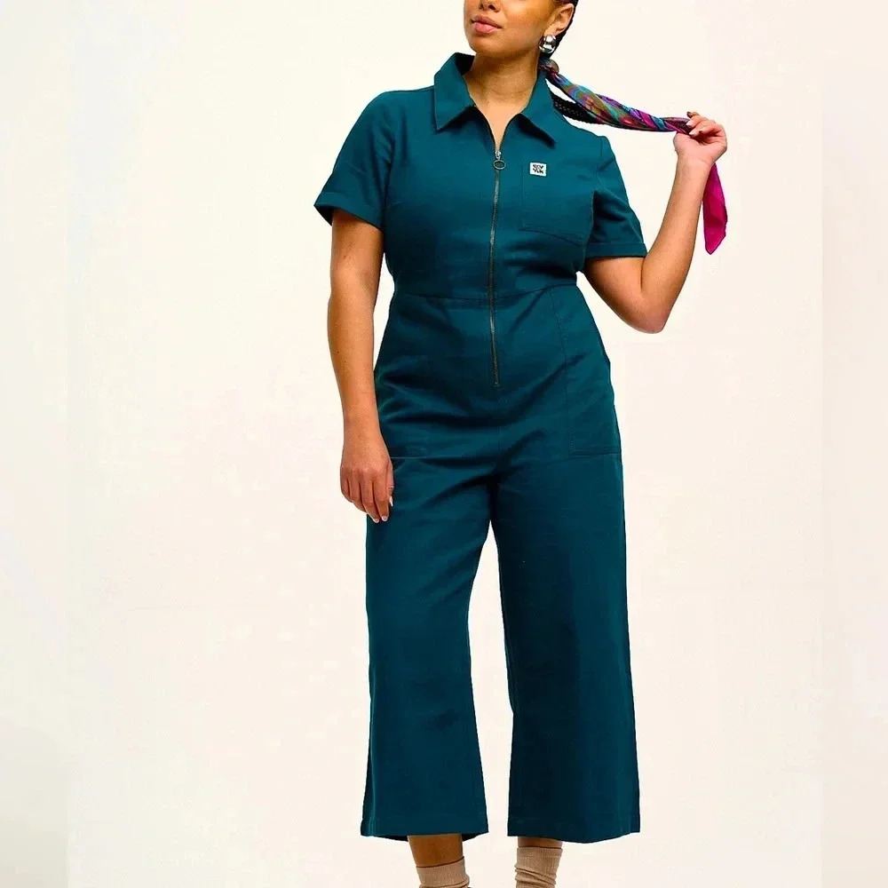 Lucy and yak Ragan organic cotton jumpsuit in teal
